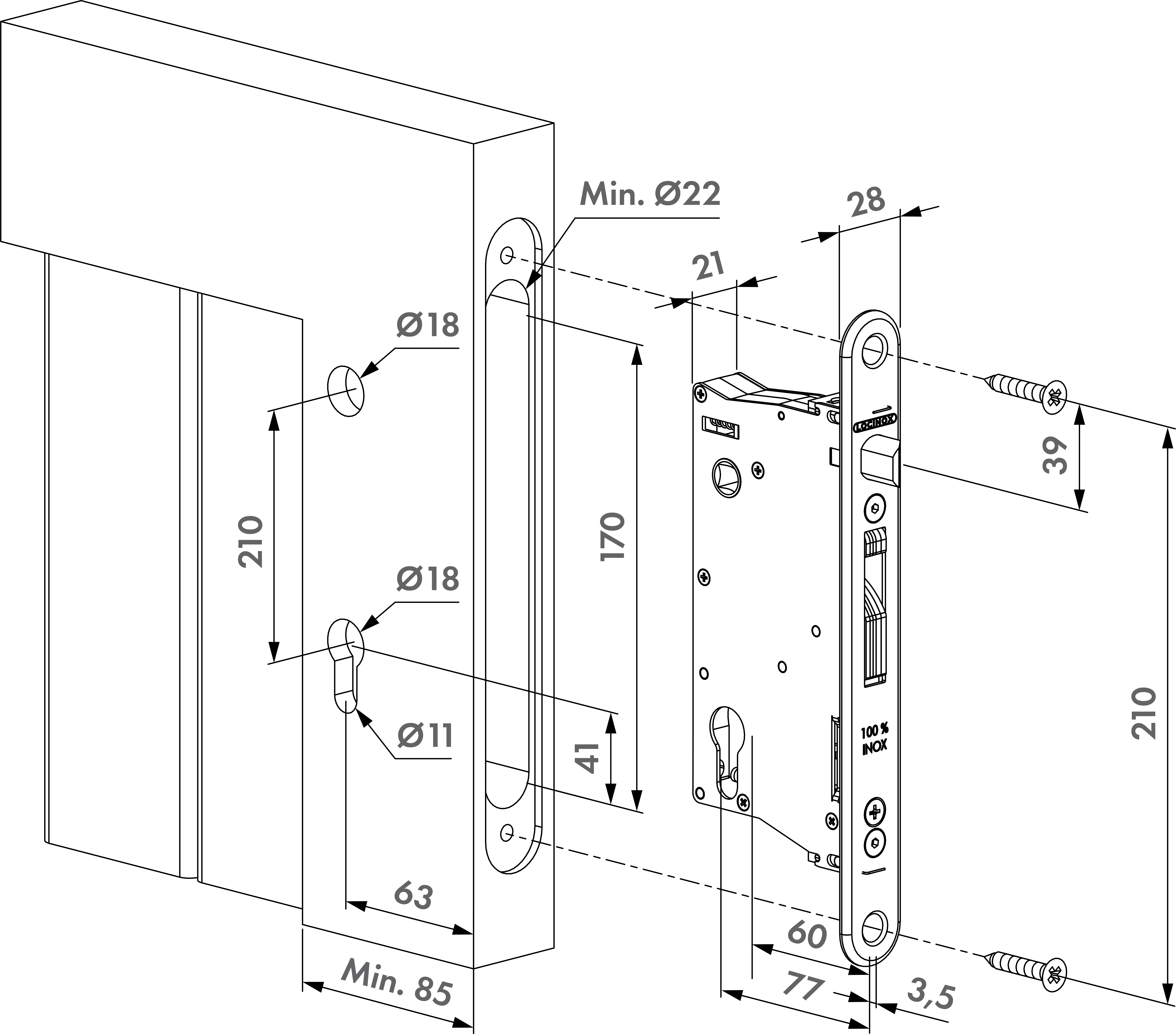 LOCINOX EIGHTYLOCK-W – tegning
