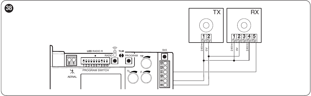 Tilslutningsdiagram for relæfotoceller uden fototest
