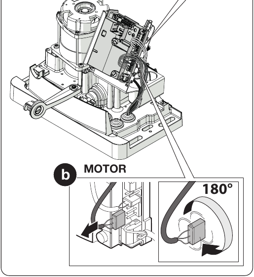 Drejning af MOTOR-stikket 180 grader ved montering af ROBO1000 i venstre side