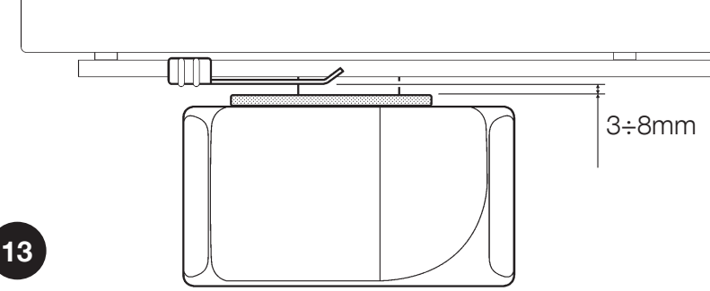 RUN2500P – afstand mellem beslag og sensor 3–8 mm