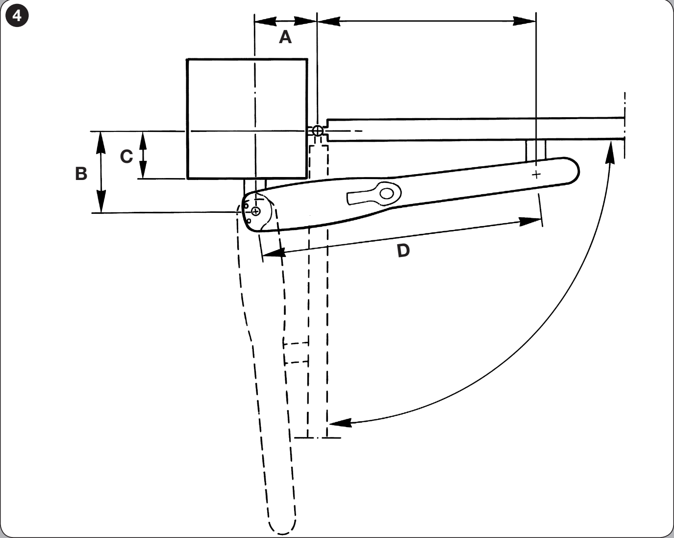 WG3524HS – geometri A, B, C, D og E ved åbning indad WG3524HS – geometri A, B, C, D og E ved åbning indad