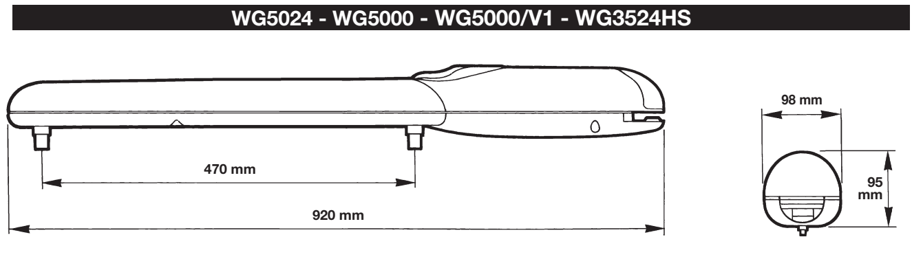 NICE WINGO WG5000 – motormål og slaglængde NICE WINGO WG5000 – motormål og slaglængde