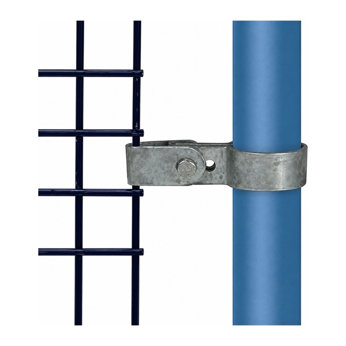 Galvaniseret klemme til fastgørelse af et hegnspanel til en stolpe på 42,4 mm, endestykke