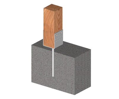Eksempel på brug af U-formet forankringsfod, 60 mm, med armeringsjern