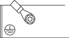 Tilslutningsdiagram for strømforsyning til NICE Moonclever MCMC424L-portåbner – jord Tilslutningsdiagram for strømforsyning til NICE Moonclever MCMC424L-portåbner – jord