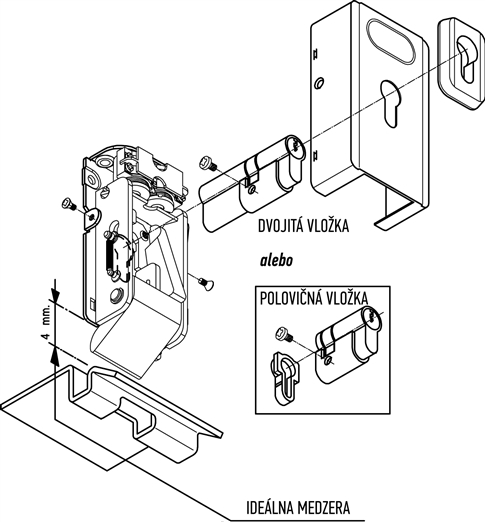 Montering af cylinder i elektrisk lås NICE PLA10
