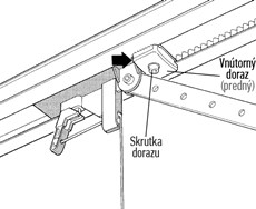 7. Løsn begge mekaniske stop. Flyt det forreste stop hen til vognen. Skub derefter vognen i lukkeretningen, og spænd stoppet fast.