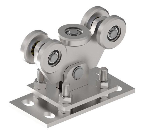 INOX-vogn til rustfri skydeport med 5 ruller til C-profil 76x76x3